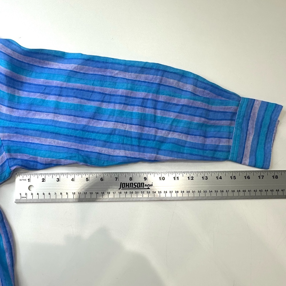 Johnny Was. Oslo Striped Linen blouse, blue/lavender. SZ L. Like new! Worn once. - Picture 11 of 11